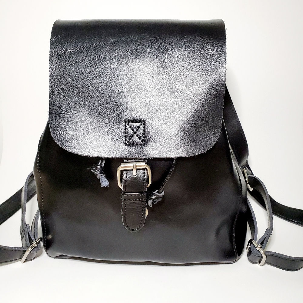 Colab Genuine Leather Black Knapsack/Backp…